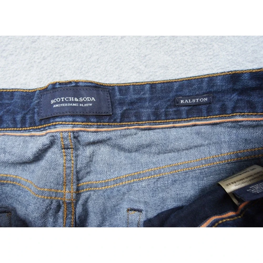 Scotch & Soda Jeans Mens 36x34 Blue Slim Straight Stretch Denim Pants Ralston
